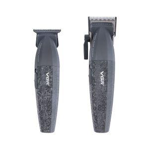 ست ماشین اصلاح موی سر و صورت تریمر وی جی آر مدل V-640، با طراحی ارگونومیک، دارای تقویت کننده‌ توربو و صفحه نمایش ال ای دی، منبع انرژی باتری قابل شارژ، اندازه اصلاح 1 تا 3 میلی‌متر، جنس تیغه سرامیک، مدت زمان استفاده پس از شارژ 250 دقیقه، مجموعه 2 عددی
