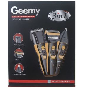 ماشین اصلاح موی صورت جیمی مدل GM-595، اصلاح به صورت صفر زن، خط زن، استفاده به صورت مرطوب و خشک،  تکنولوژی اصلاح به صورت فویلی، به همراه سری اصلاح موی بینی، با صفحه نمایش LCD