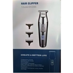 ماشین اصلاح موی موی سر و صورت دی اس پی مدل 90286، دارای طراحی ارگونومیک، سری قابل شست‌وشو، منبع انرژی کابل برق، اندازه اصلاح 1، 2، 3 میلی‌متر، جنس تیغه استیل ضد زنگ، مدت زمان شارژ 150 دقیقه و مدت زمان استفاده پس از شارژ 240 دقیقه