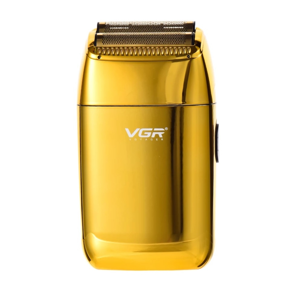 ماشین اصلاح موی صورت وی جی ار مدل V-399، استفاده به صورت خشک و مرطوب، منبع انرژی باتری ، تکنولوژی اصلاح به صورت فویلی، مدت زمان شارژ 180 دقیقه و مدت زمان استفاده پس از شارژ 200 دقیقه، به همراه برس تمیزکننده، جنس تیغه از تیتانیوم