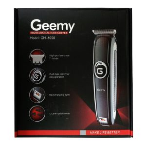 ماشین اصلاح موی سر و صورت جیمی مدل GM-6050، نمایشگر وضعیت باتری، منبع انرژی با برق، تکنولوژی اصلاح به صورت برش مستقیم، اندازه اصلاح 0.1 میلی‌متر، به‌همراه روغن، برس تمیزکننده