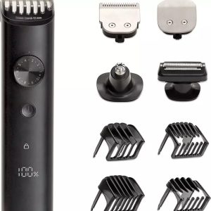 ماشین اصلاح موی سر و صورت تریمر شیائومی مدل Grooming Kit Pro XMGHT2KITLF، با تیغه‌های خود تیزشونده، دارای تنظیم‌گر چرخشی، منبع انرژی باتری قابل شارژ، اندازه اصلاح 0.5 تا 10 میلی‌متر، جنس تیغه استیل ضد زنگ، مدت زمان استفاده پس از شارژ 90 دقیقه