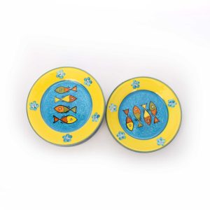 بشقاب میوه خوری سفالی آرانیک مدل ماهی کد 1000200109 بسته 6 عددی
