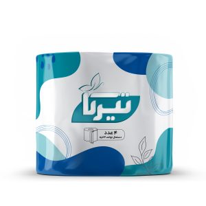 دستمال توالت چهار لایه تیرکا مدل فیروزه بسته ۴ عددی