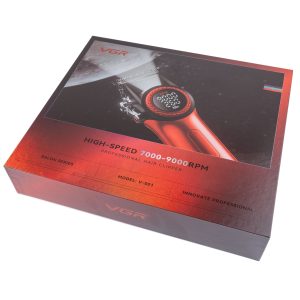 ماشین اصلاح موی سر تریمر وی جی آر مدل V-001، با قابلیت تنظیم سرعت در 21 سطح و امکان شارژ سریع، دارای نمایشگر LED، منبع انرژی کابل USB، اندازه اصلاح 1 تا 3 میلی‌متر، جنس تیغه سرامیک، مدت زمان شارژ 360 دقیقه و مدت زمان استفاده پس از شارژ 260 دقیقه