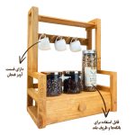 استند جا ادویه ای مدل کشو دار چوبی کد ST14