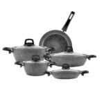 سرویس قابلمه وتابه بیوگرانیتی 9 پارچه کاراجا مدل Biogranit Grey Stone