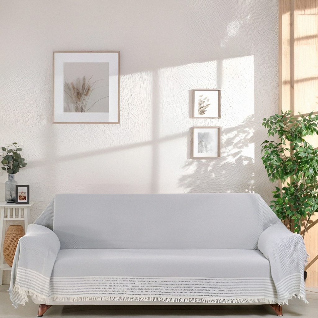 شال مبل و تخت مدل پنبه ترک طرح زیگزاگی سایز 170x310 سانتی‌متر